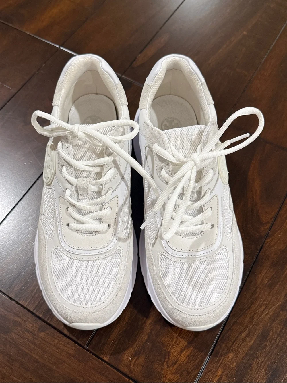 Tory Burch Sawyer Trainer Sneakers White Leather Mesh Size 7.5 - Picture 3 of 8
